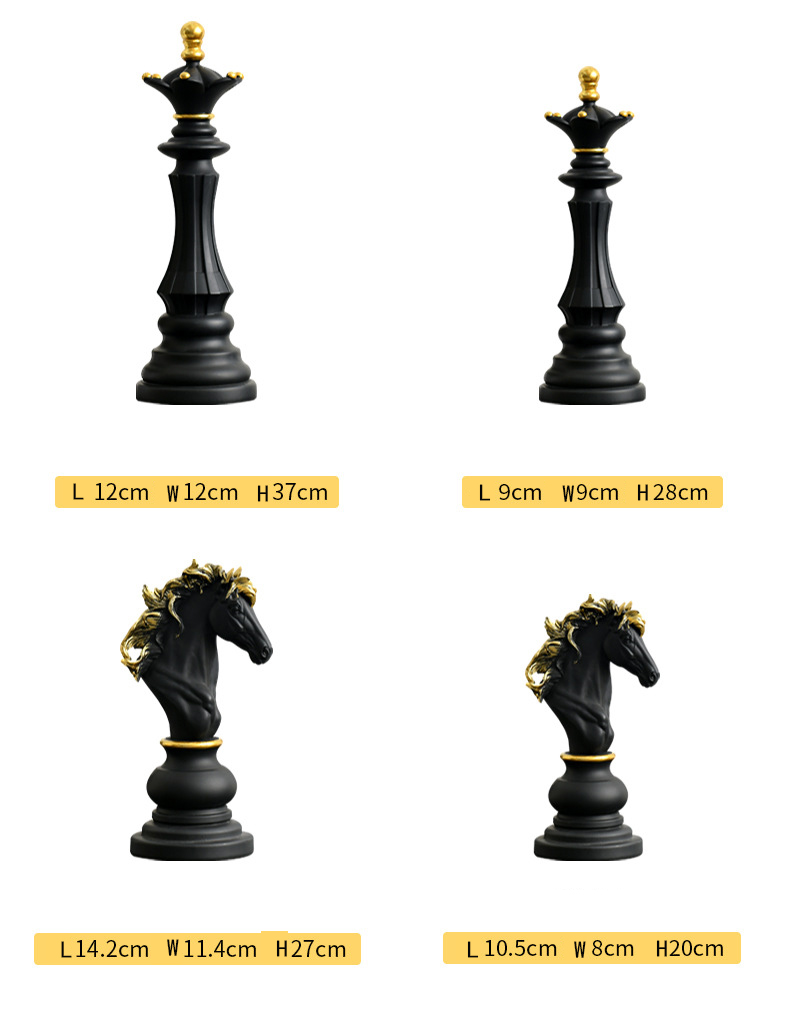 Housewarming Gifts 3 Piece  king and queen war horse head sculpture chess sets for sale