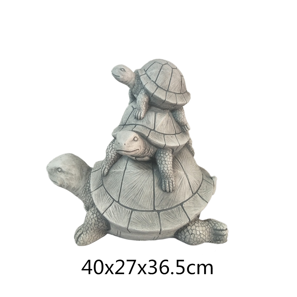 Garden outdoor  Decoration White Polished Gray Three's a Crowd Stacked Turtle Statue for sale