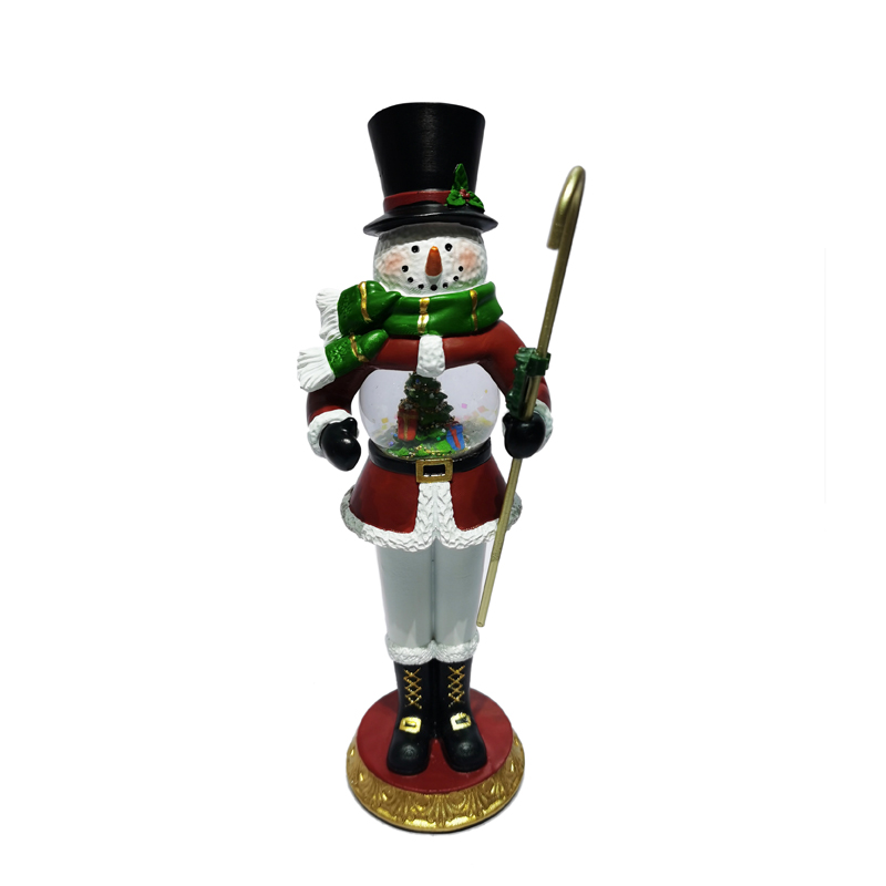 Polyresin Tabletop Nutcracker soldier figurine  with Lighting snow globe Scene for christmas Decor