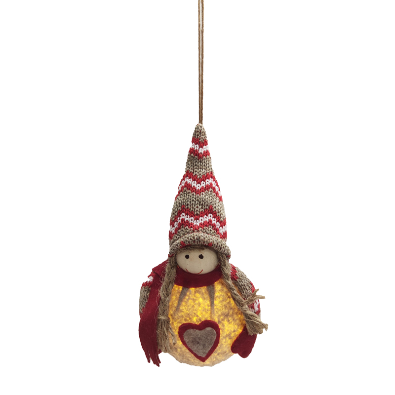 Dwarf Soft Plush Handmade Mini LED Light Hanging Gnome Elf Ornaments Doll Holiday Stuffed Toy