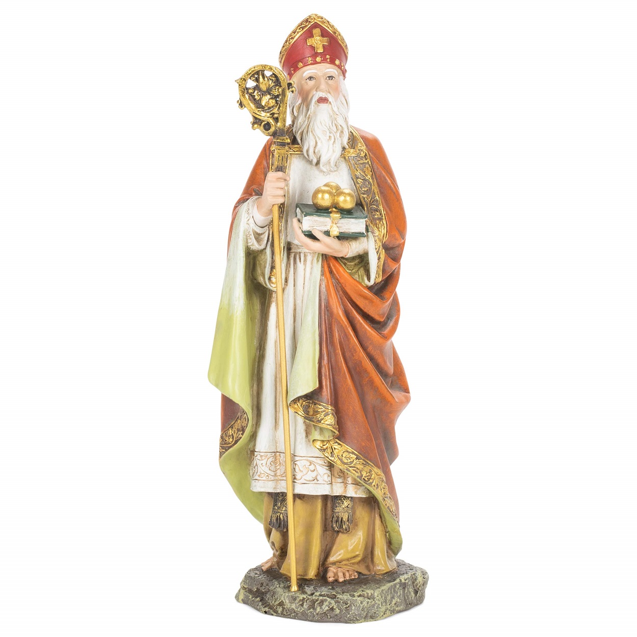 Saint Nicholas Figurine Standing Statue for Christmas Religious Decoration