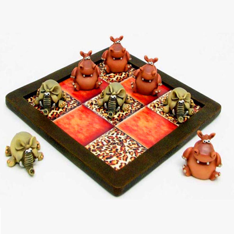 Polyresin Customized Unique Kids Gift  handmade animal mini chess sets game for pet car lovers