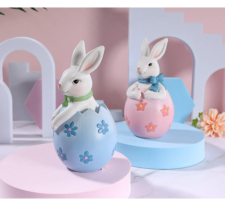 Easter Bunny Egg Lovers Resin Decoration Holiday Gifts for Home