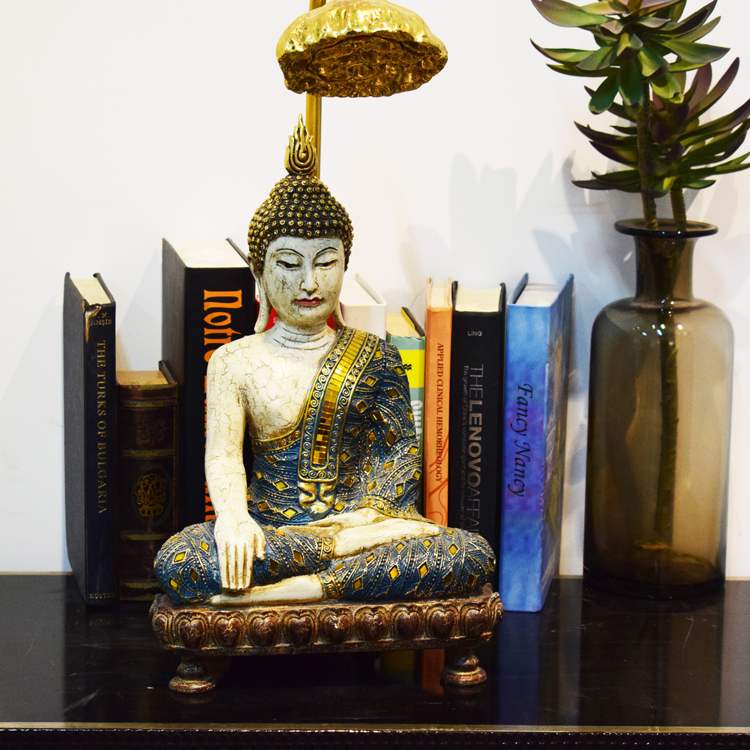 Garden Ornament Large Sitting Indoor Lotus Buddha Figurine Statue Brass Effect Outdoor