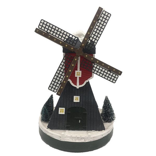 Resin Waterproof Decorative Light Solar Automatic Windmill Sculpture Led Lighting