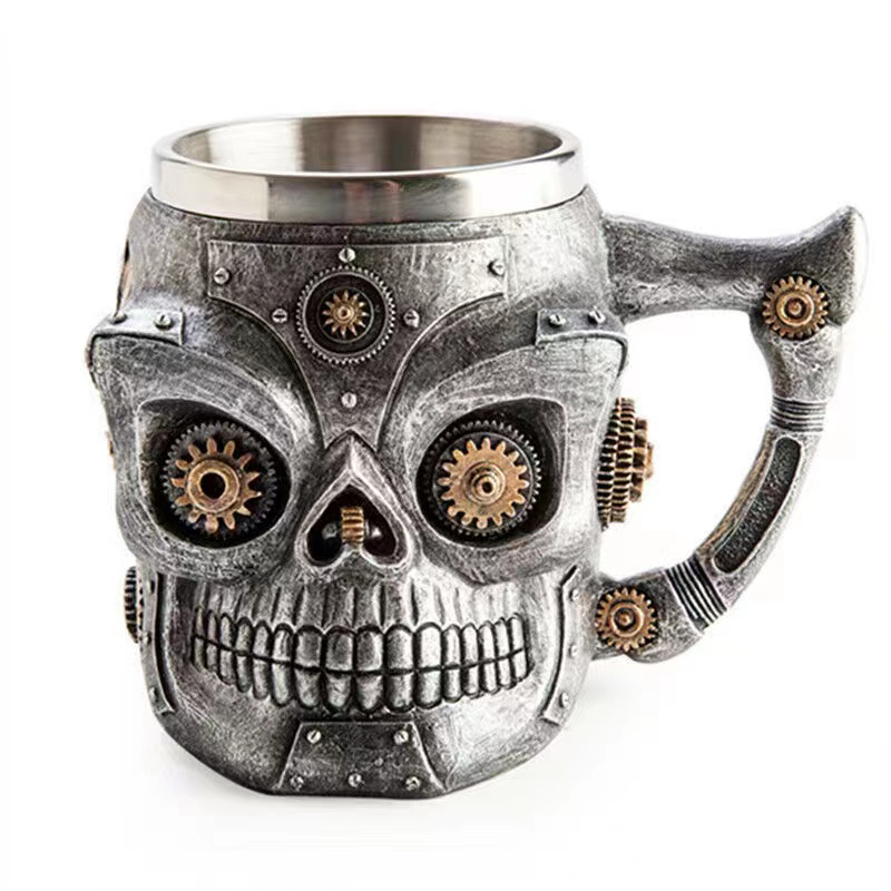 Halloween  Decoration realistic skull coffee Beer mug sets with Stainless Steel Lining for sale