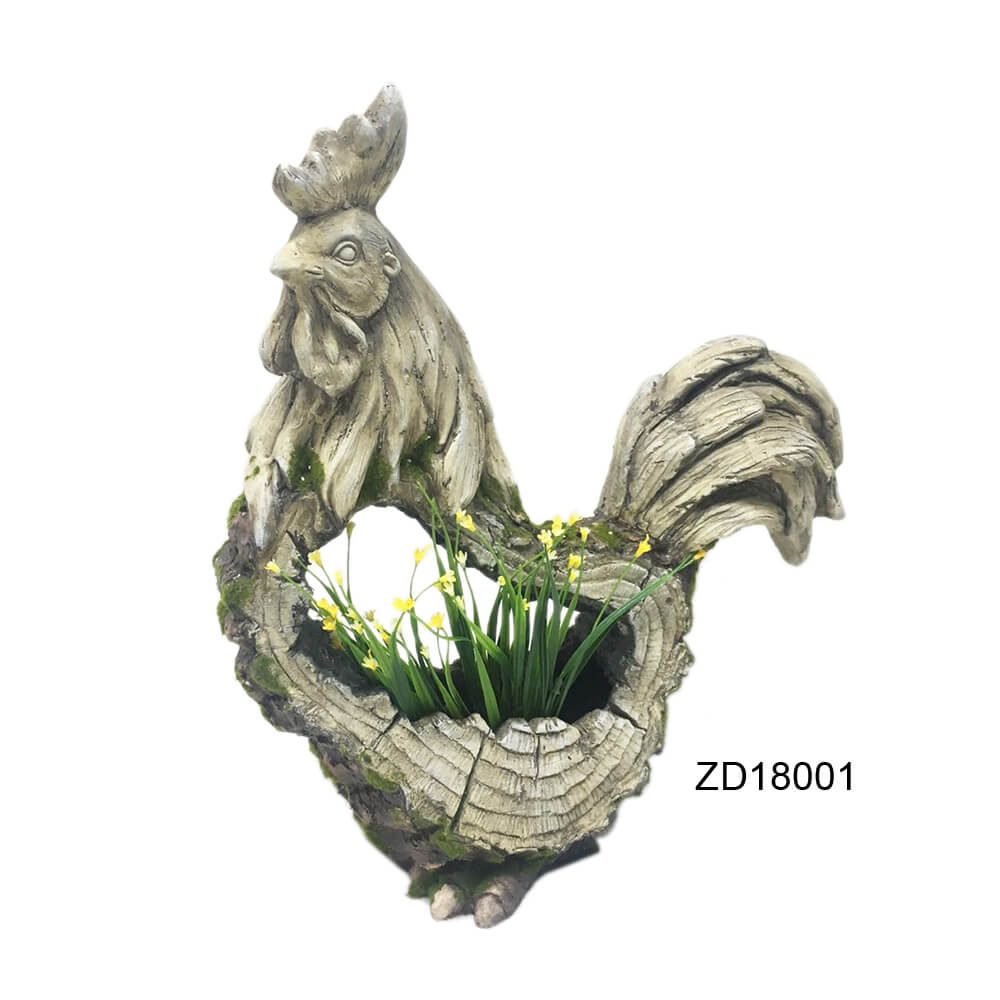 Resin Art Statue Wood look Animal Statue Shape Ornaments Outdoor Garden Planter with Succulent
