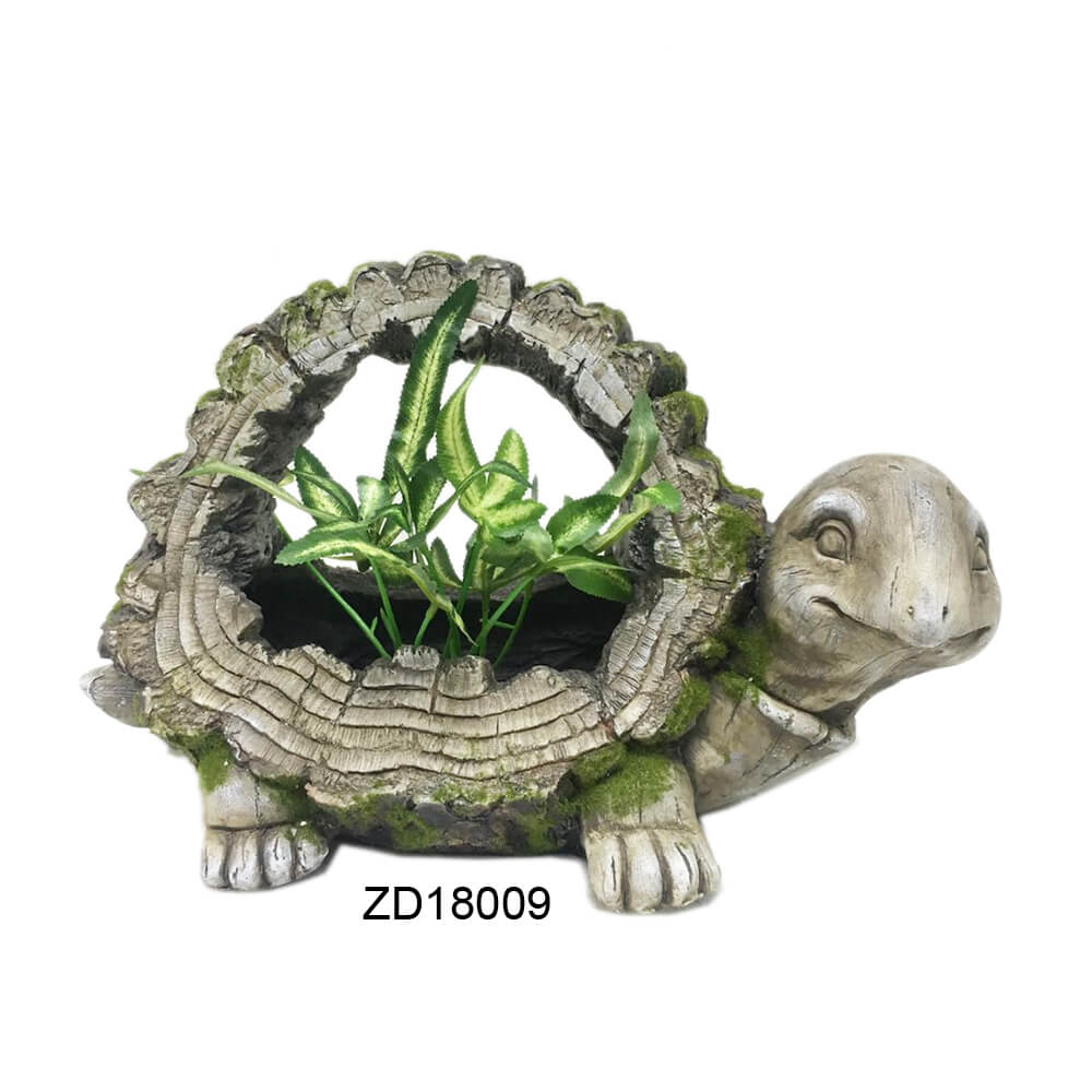 Resin Art Statue Wood look Animal Statue Shape Ornaments Outdoor Garden Planter with Succulent