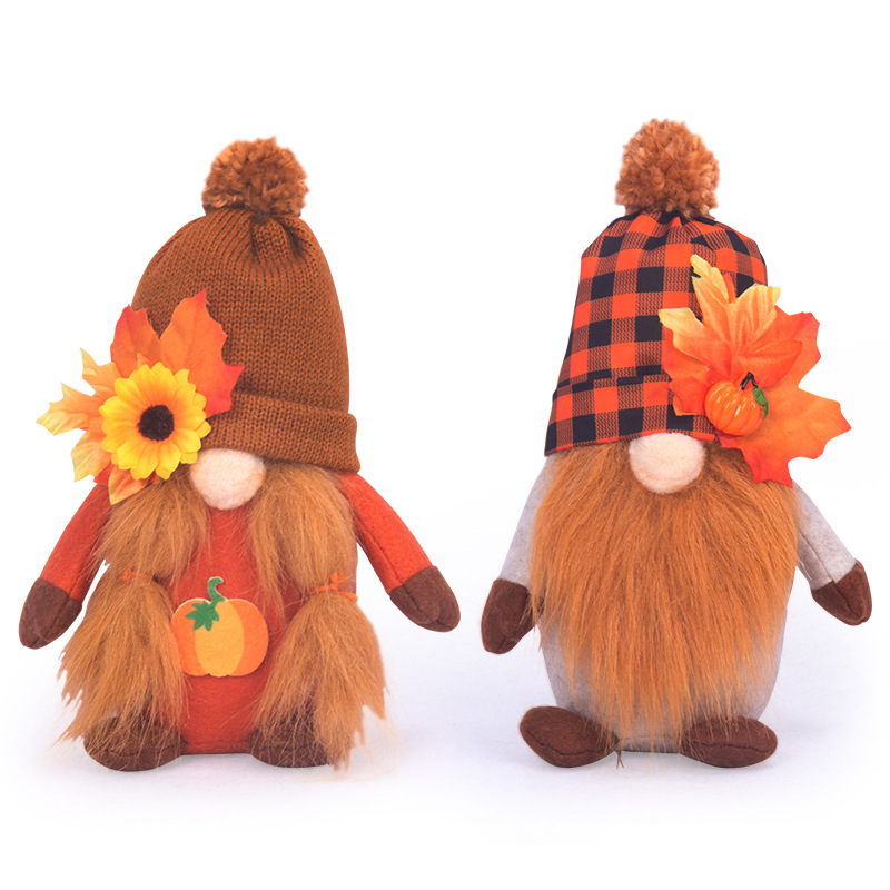 2Pcs Fall Gnome Plush Dolls for Home Decorations
