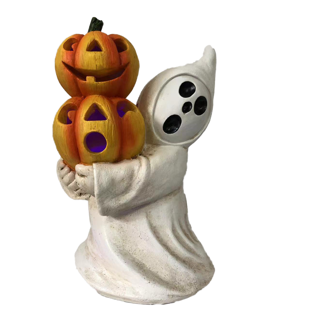 Polyresin Crafts Handmade Polyresin Halloween Decorations LED light Old Ghost Statue Figurine Pumpkin lamp