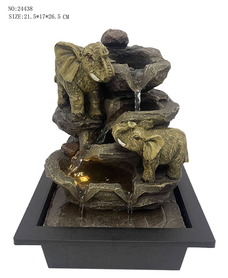 Tiers Waterfall Tabletop Resin Modern Home Decor Desktop Indoor Fountain With Led