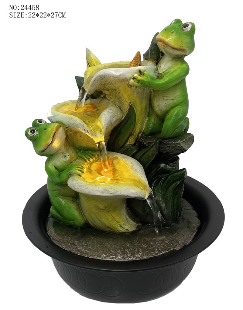 Hot Sale Resin Frog Fountain With Light For Indoor Decor