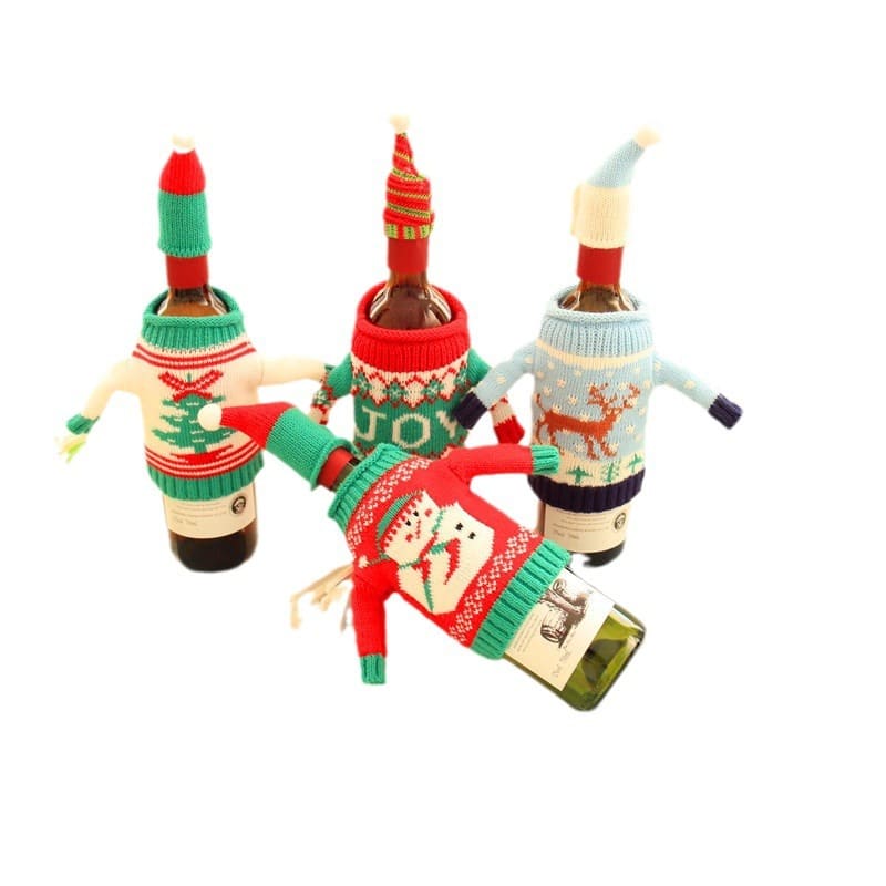 Christmas Knitted Wine Bottle Set Christmas Decoration Wine Bottle Set Sweater Red Wine Bottle Set