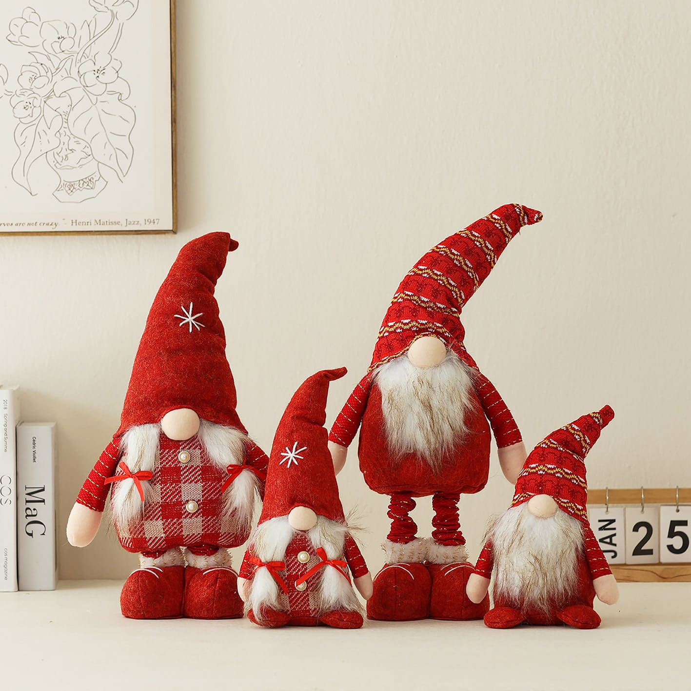 Small Handmade Swedish Plush Elf Toy Standing Christmas Gnomes for Holiday Decorations